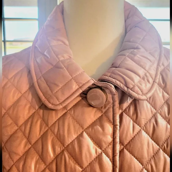 Kate Spade Pink Big Bow Rose Quilted, Lined Coat 13" deep pockets Size Large - Picture 4 of 10
